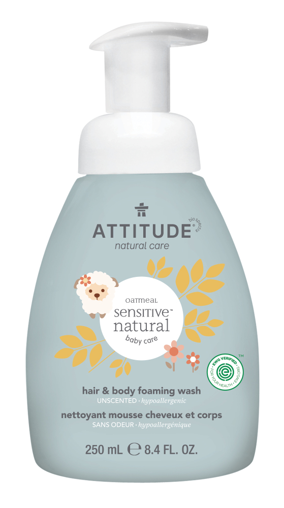 Image of ATTITUDE Oatmeal Sensitive Natural Baby Care 2-in-1 Shampoo en Schuimende Douchegel 