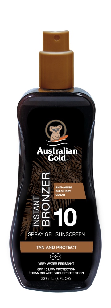 Australian Gold SPF10 Zonnebrand Spray Gel + Bronzer - 237ml