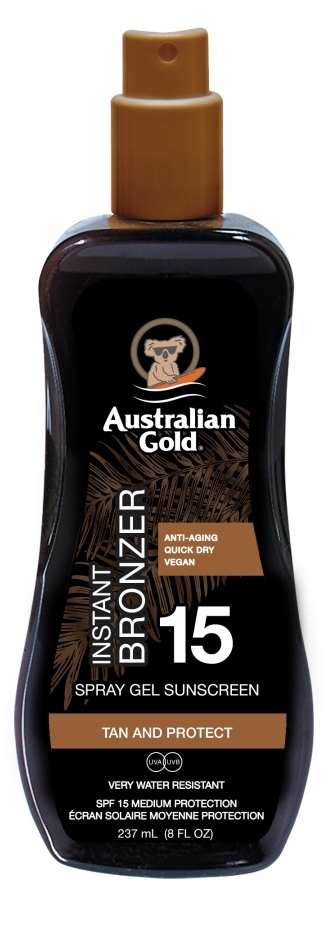Image of Australian Gold Instant Bronzer SPF15 Sunscreen Spray Gel 