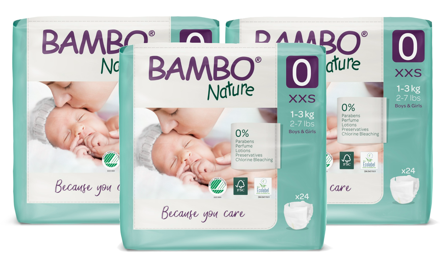 Image of Bambo Nature Luiers Maat 0 XXS Multiverpakking 