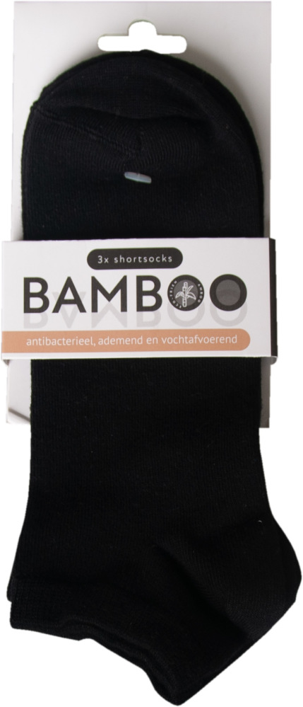 Image of Bamboo Airco Shortsokken Zwart 3-Pack 35-38 