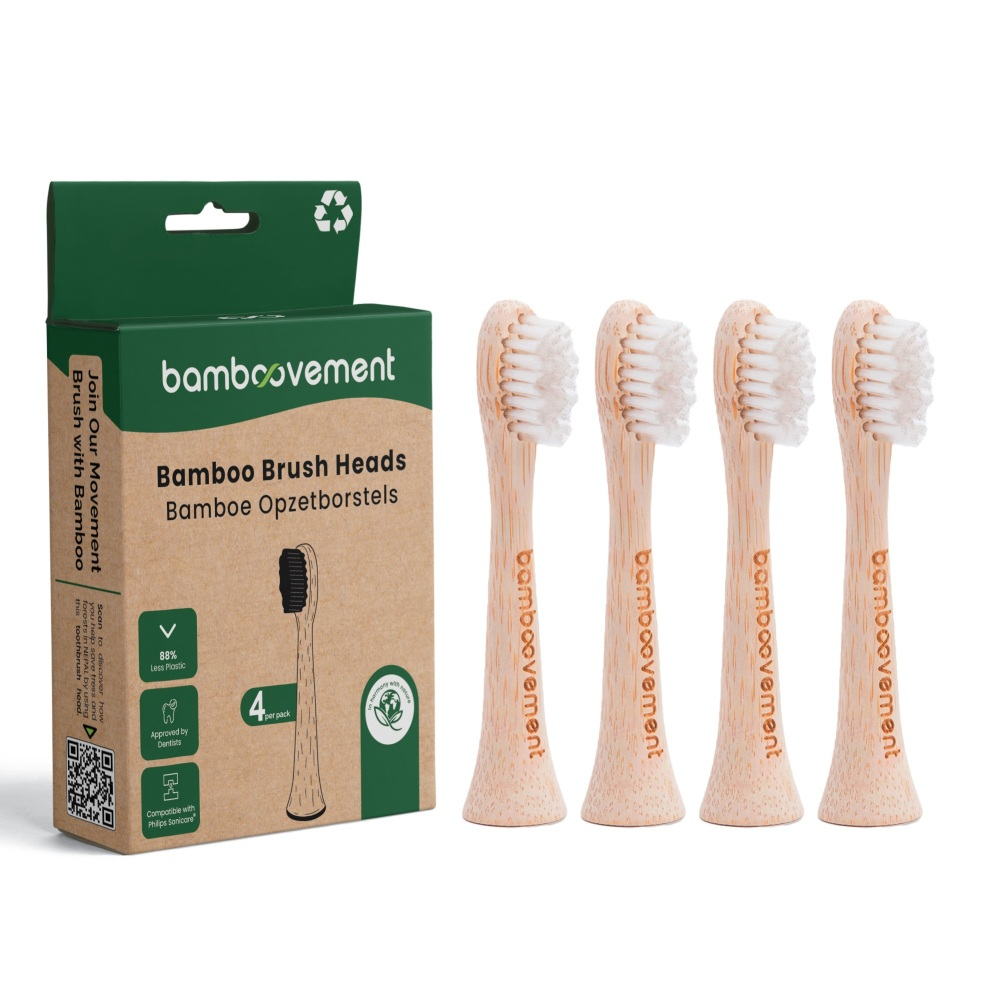 Image of Bamboovement Bamboe Opzetborstel - past op elektrische tandenborstels met sonische technologie 