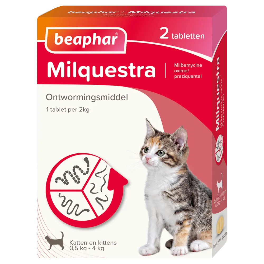 Beaphar Milquestra Ontwormingsmiddel Katten en Kittens 0.5 - 4KG afbeelding