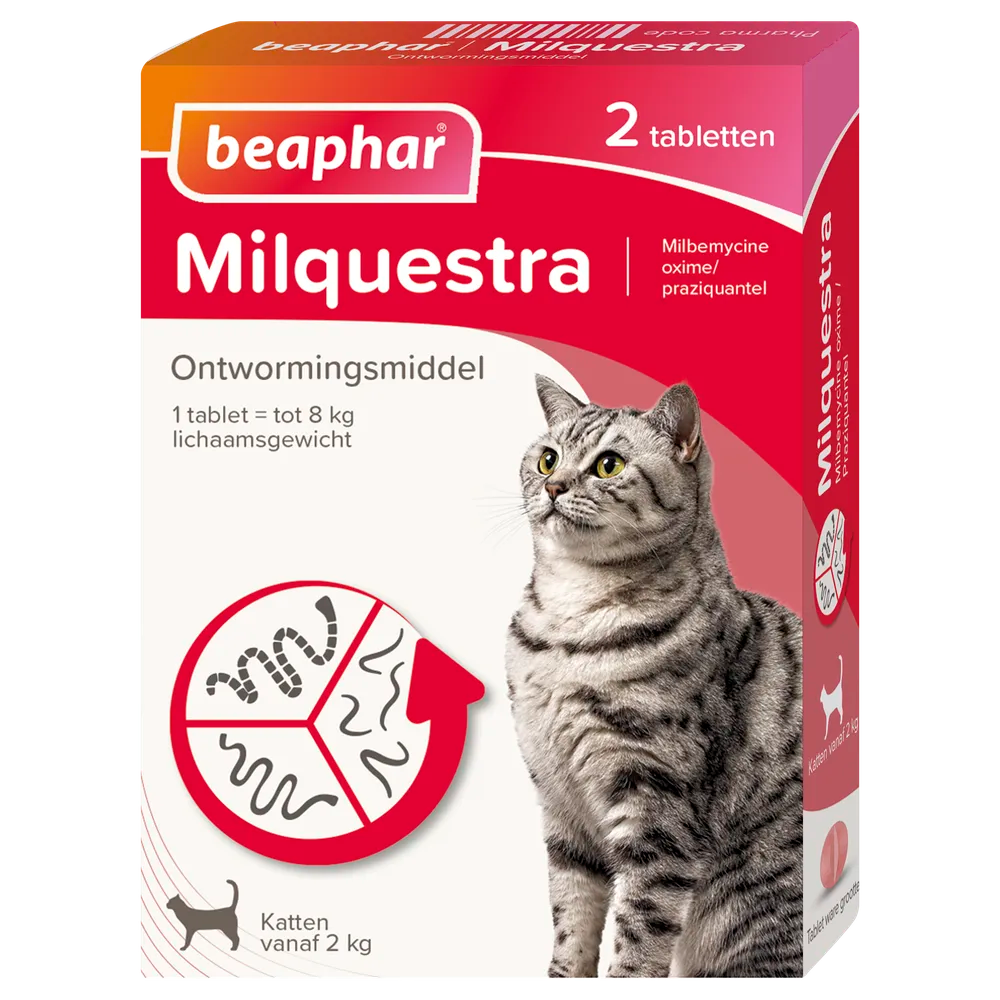 Beaphar Milquestra Ontwormingsmiddel Katten vanaf 2KG - afbeelding