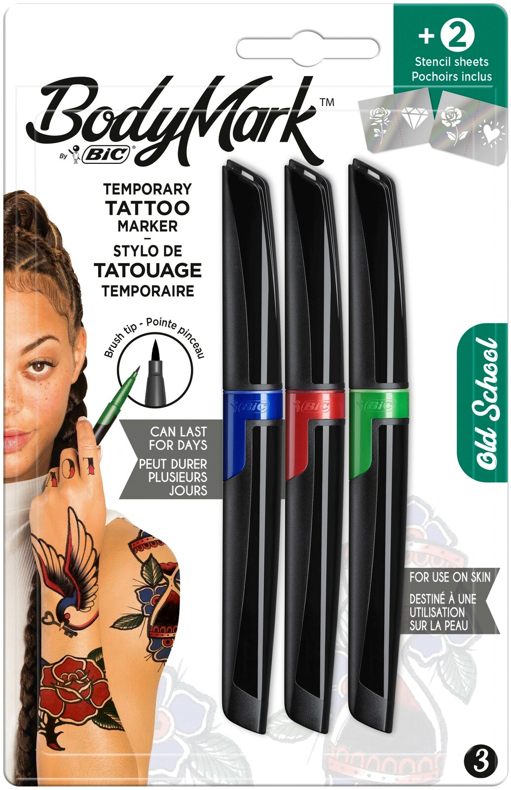Bic Bodymark Temporary Tattoo Marker Set - Old School
