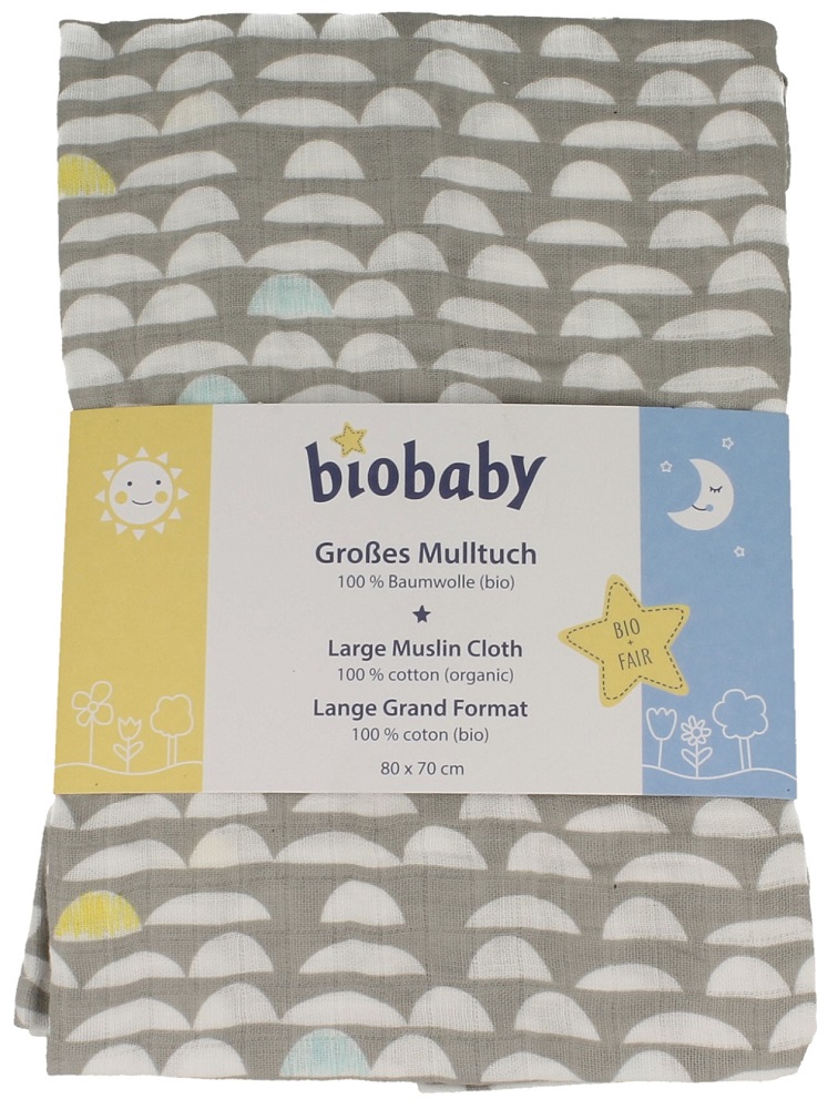 Biobaby Hydrofiele Luier Grijs/Wit 80x70cm