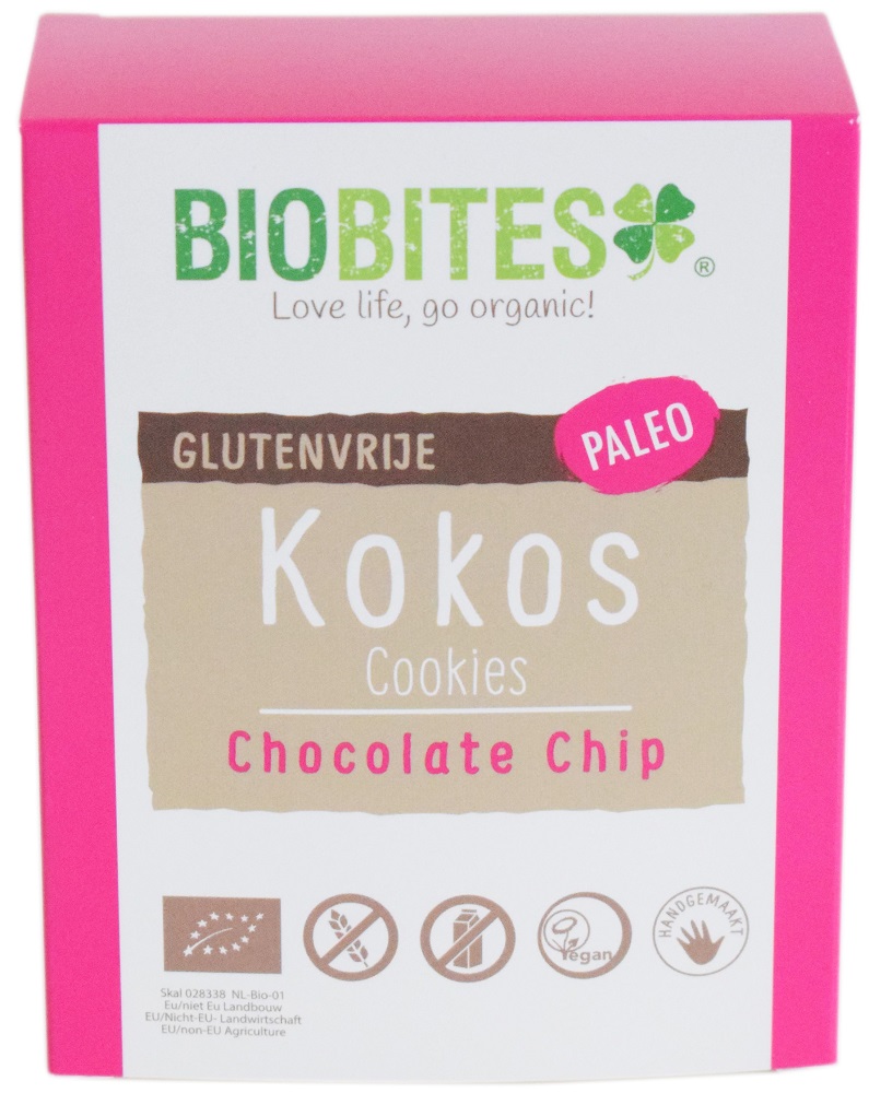 Biobites Kokosbites Chocolate Chip Glutenvrij Bio 65gr