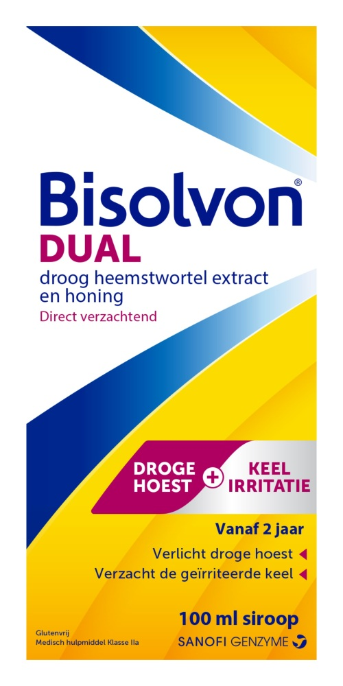 Image of Bisolvon Dual Droge Hoest + Keelirritatie Siroop 