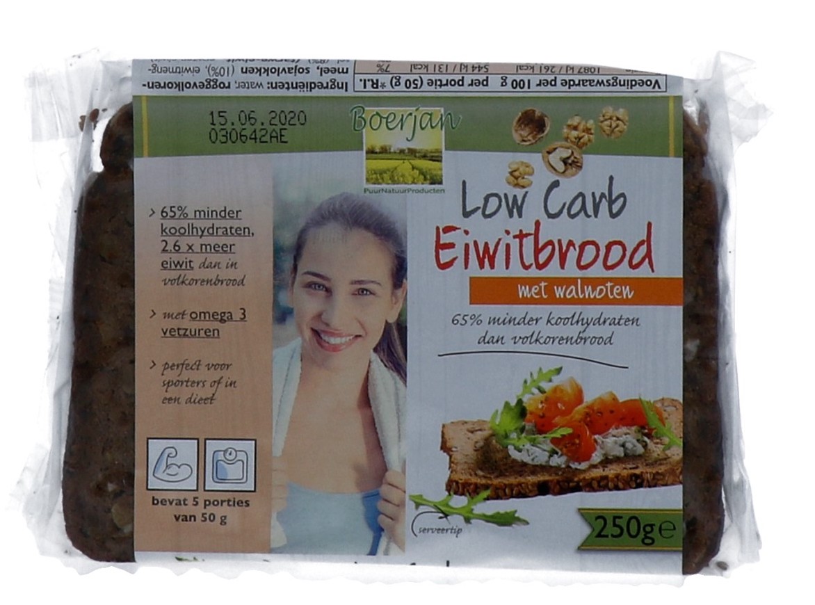 Boerjan Low Carb Eiwitbrood Walnoten