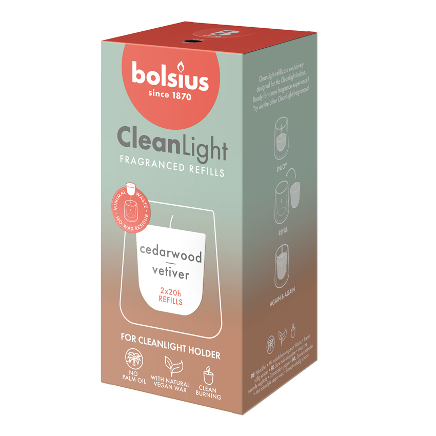 Bolsius Clean Light Fragranced Refills Cedarwood & Vertiver afbeelding