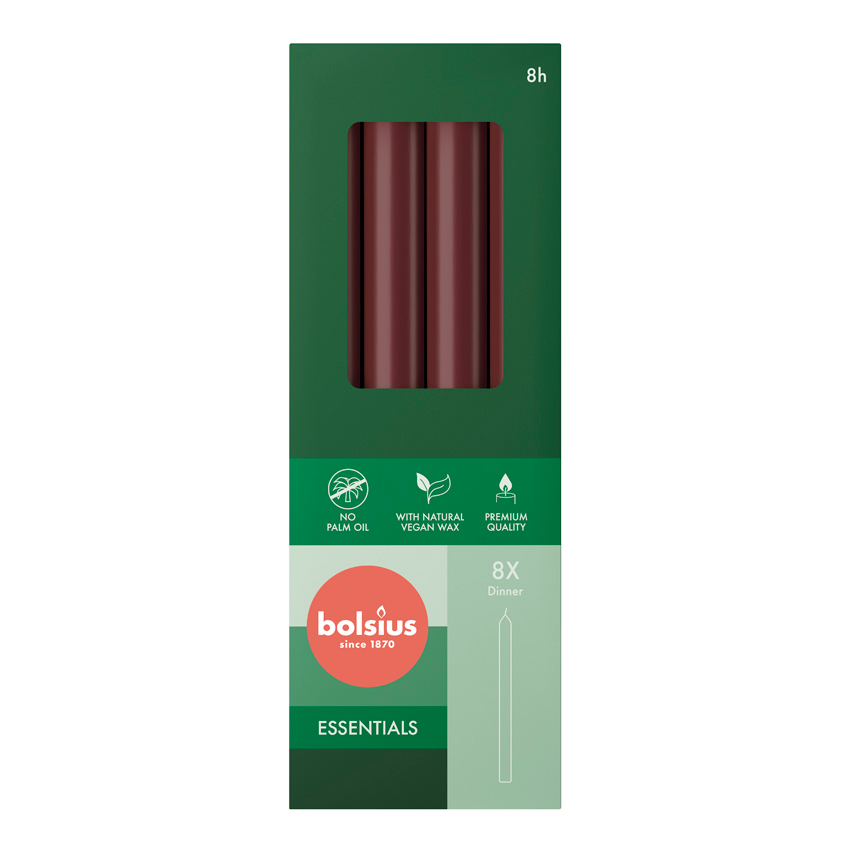 Bolsius Dinerkaarsen Velvet Red 230/20 afbeelding