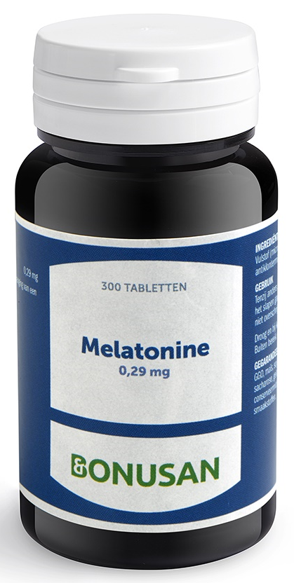 Bonusan melatonine is een voedingssupplement met 0,29 mg melatonine per tabletje. vanwege het kleine formaat ...