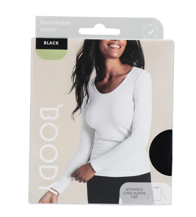 Boody Damestop Lange Mouw Zwart L afbeelding