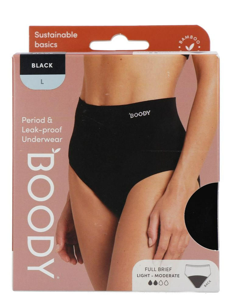Boody Menstruatieondergoed Tailleslip Zwart Licht/Normaal Maat L