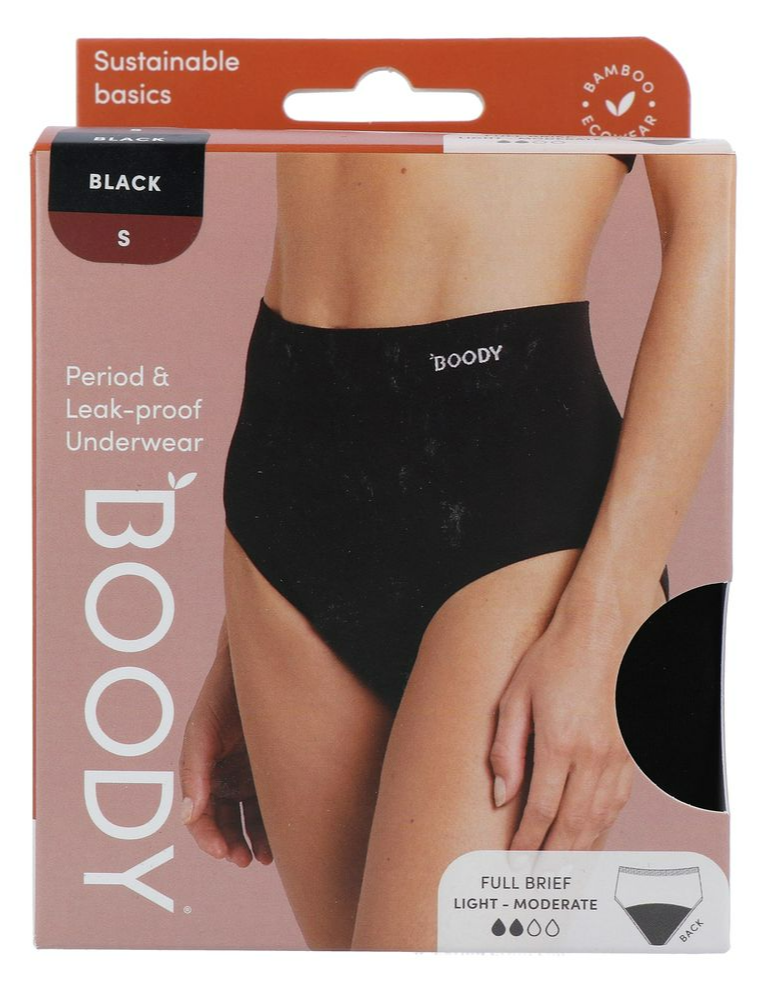 Boody Menstruatieondergoed Tailleslip Zwart Licht/Normaal Maat S