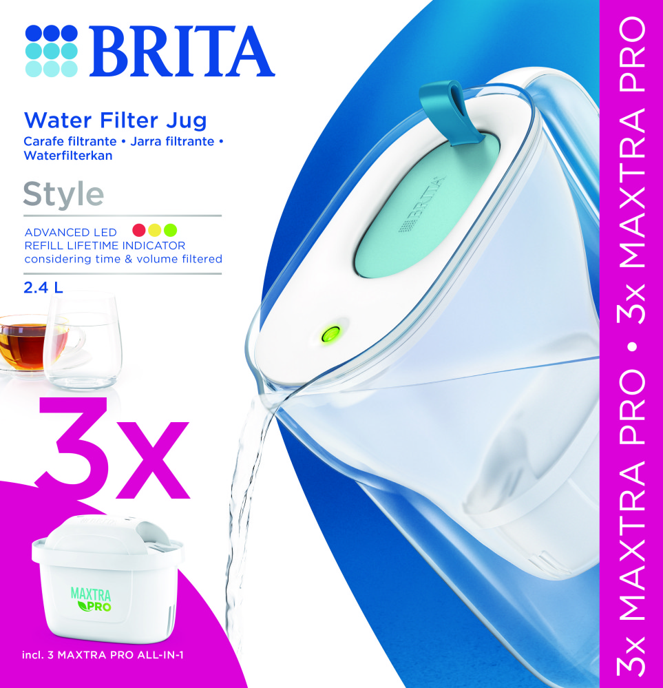 Brita Style Waterfilterkan Blauw + 3 Maxtra Filterpatronen