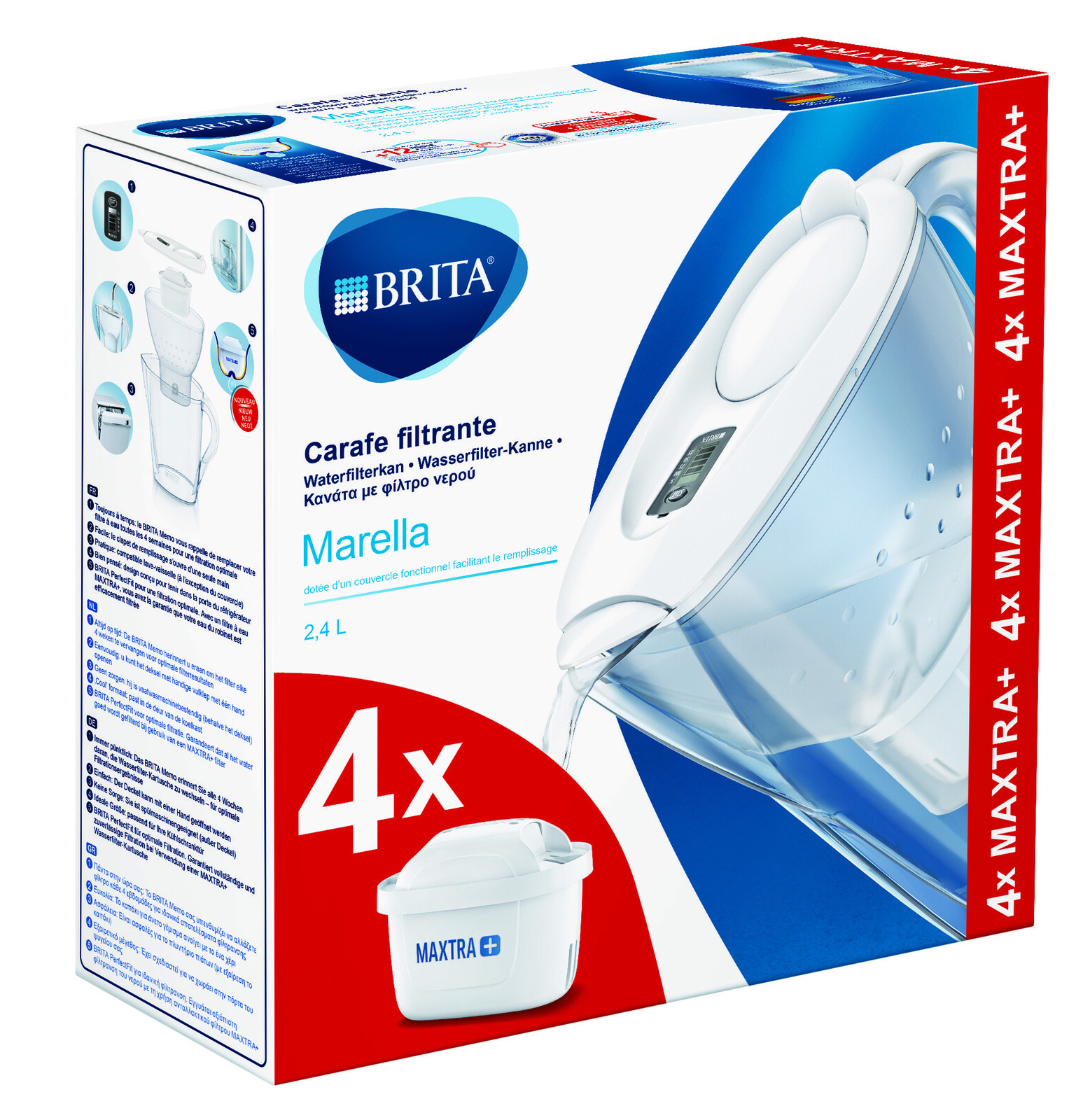 Brita Waterfilterbundel Marella Cool white + 4 MAXTRA+ filterpatronen