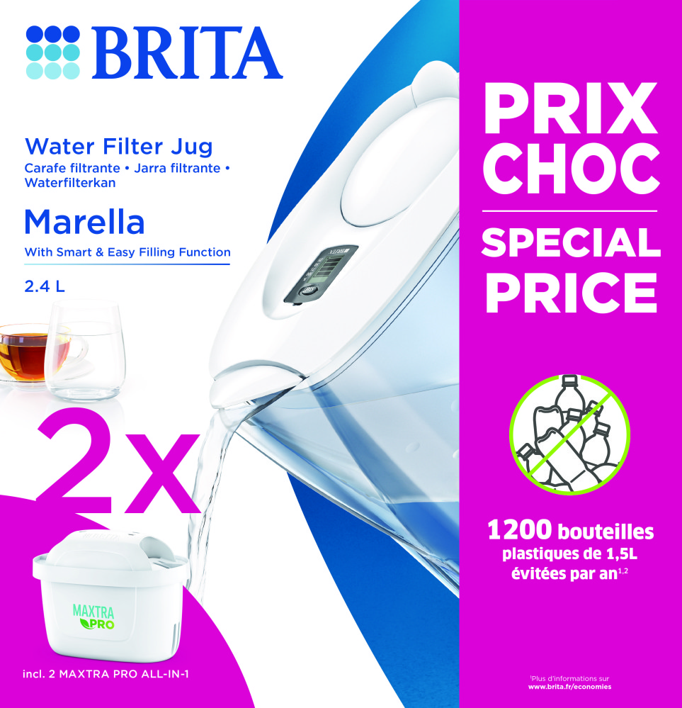 Brita Marella Waterfilterkan Wit + 2 Maxtra Filterpatronen