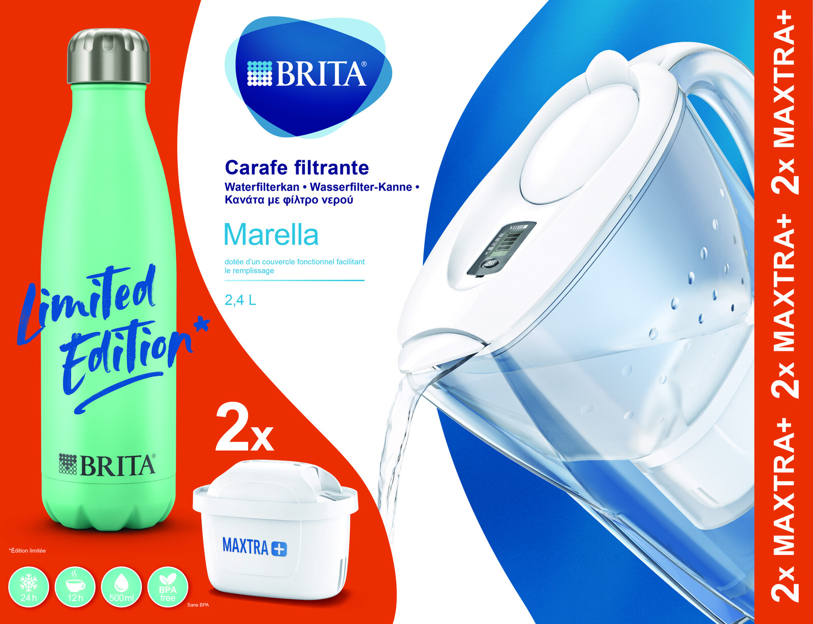 Brita Waterfilterbundel Marella Cool White + Thermosfles