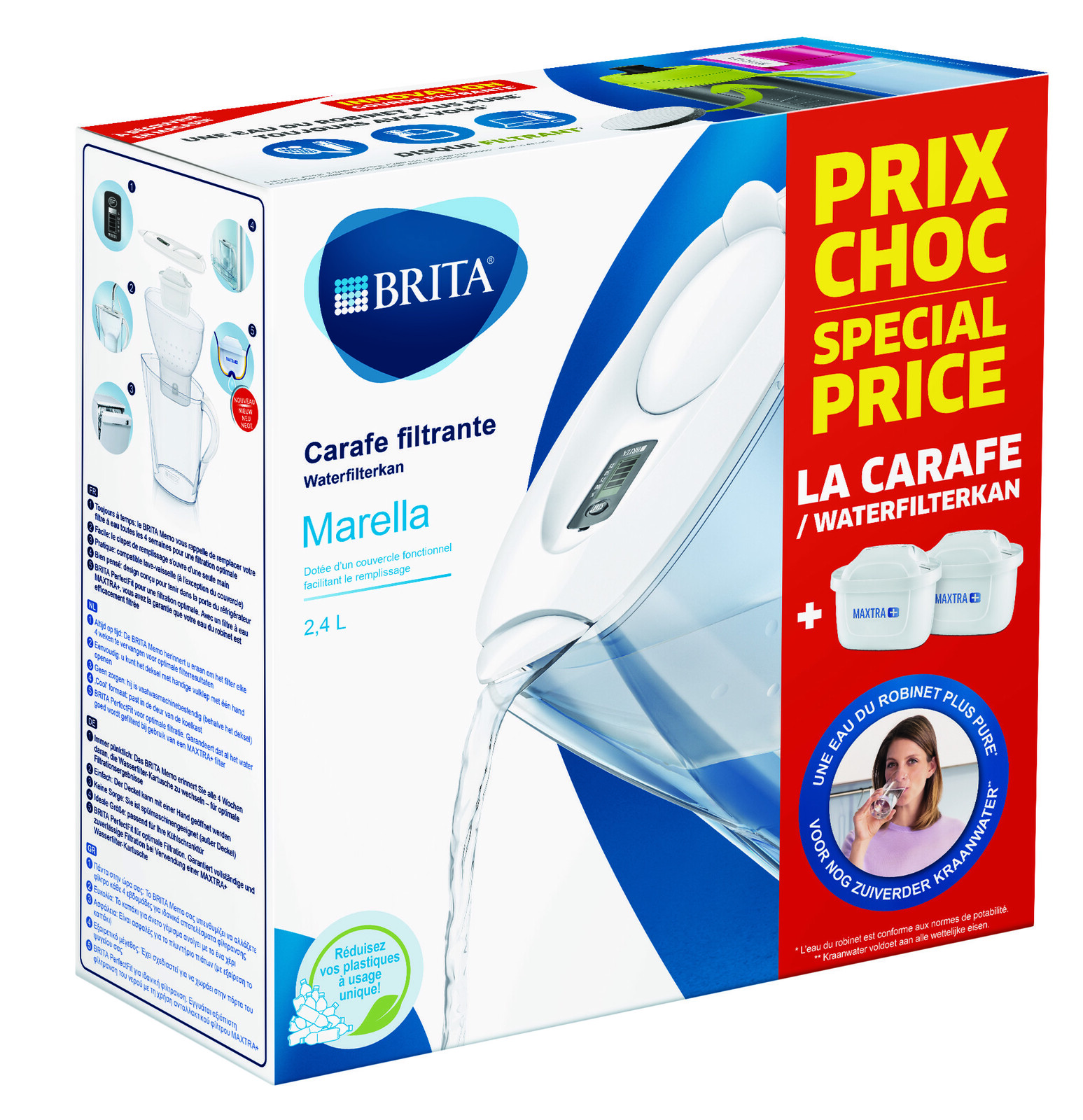 Brita Waterfilterbundel Marella Cool White + 2 MAXTRA+ Filterpatronen