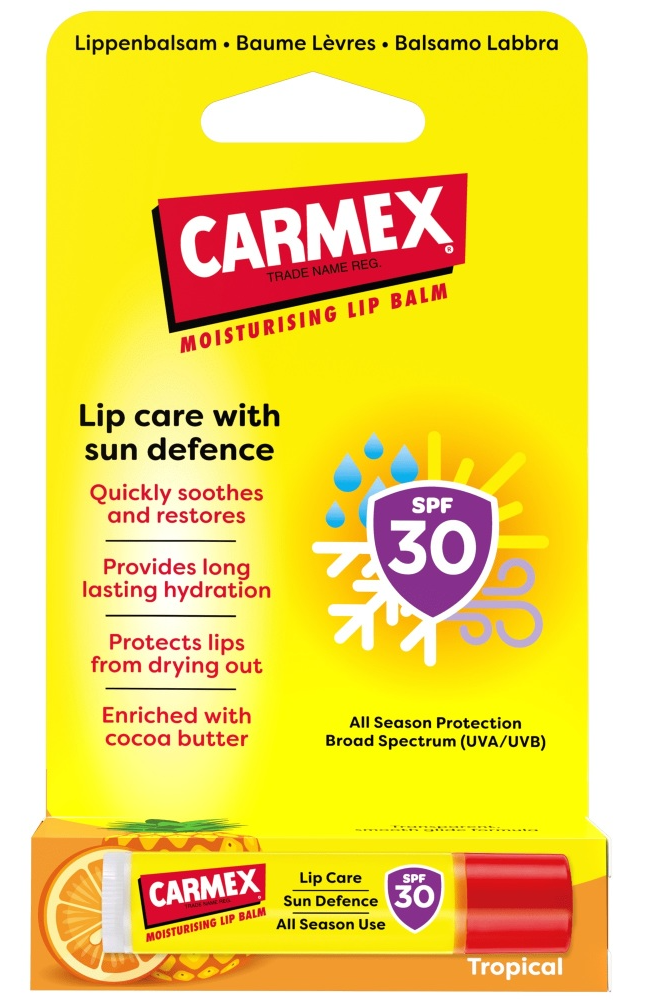 Carmex - lippenbalsem 30spf - lip care - tropical - all season - lipbalm - 4,25 gram