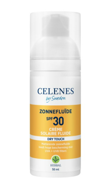 Afbeelding van Celenes by Sweden Herbal Sun Dry Touch Fluïde SPF30+ Zonnecrème