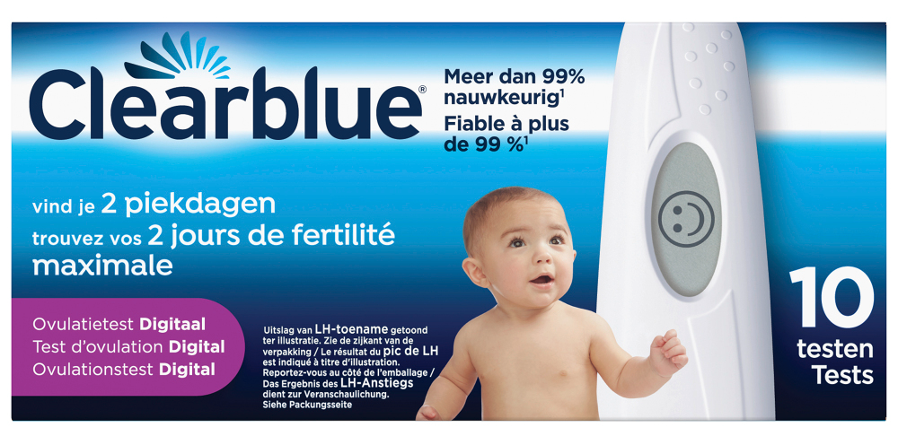 Clearblue Ovulatietestset Digitaal - Word sneller zwanger - 1 Digitale Houder En 10 Testen
