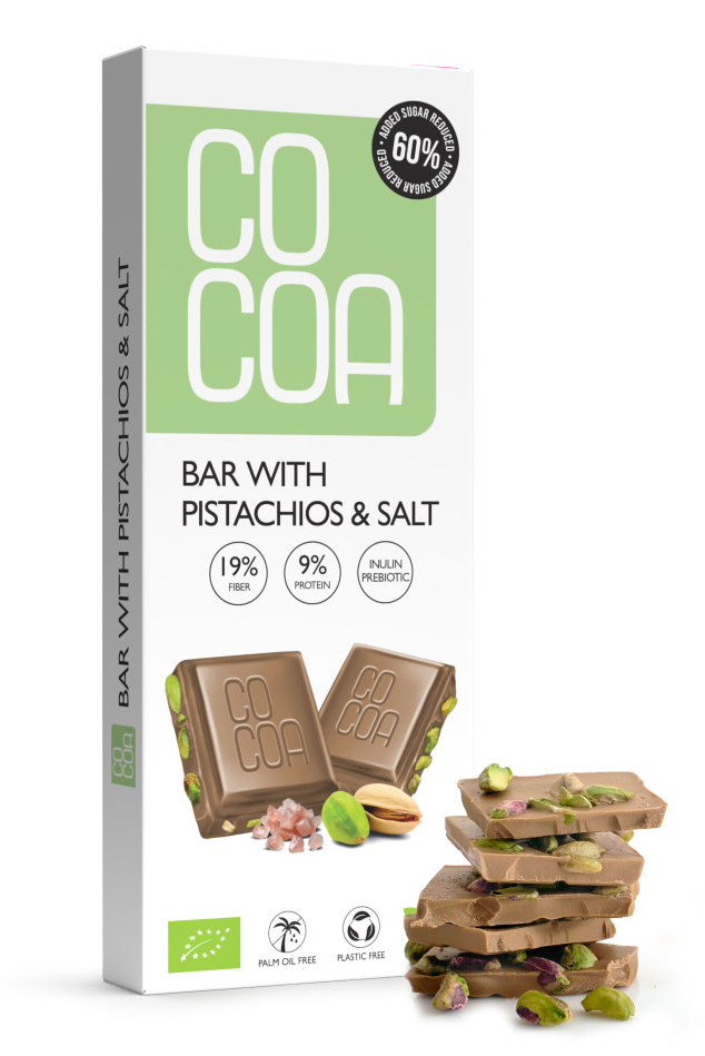 Cocoa Chocolade Pistachios & Salt Reep afbeelding