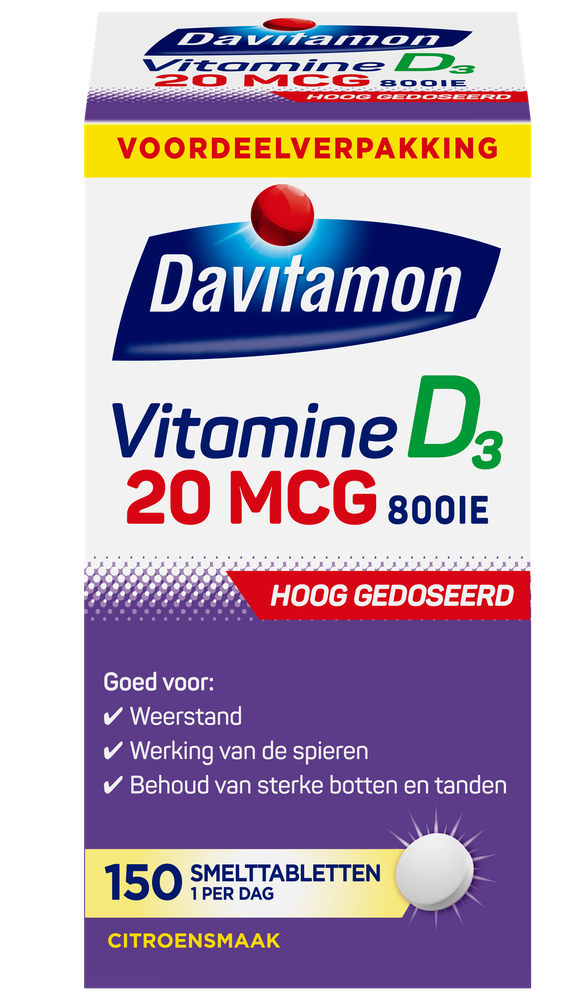 Davitamon Vitamine D3 20mcg Smelttabletten