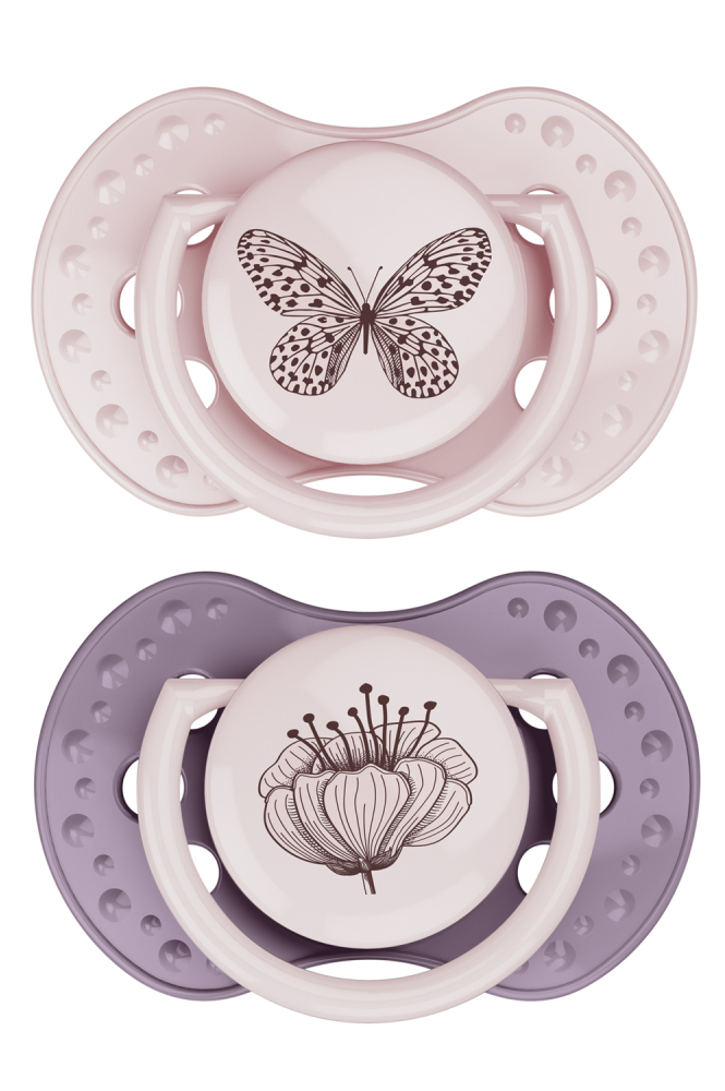 Difrax LOVI Dynamic Pacifier 18+ Months Botanic Pink Purple - Fopspeen