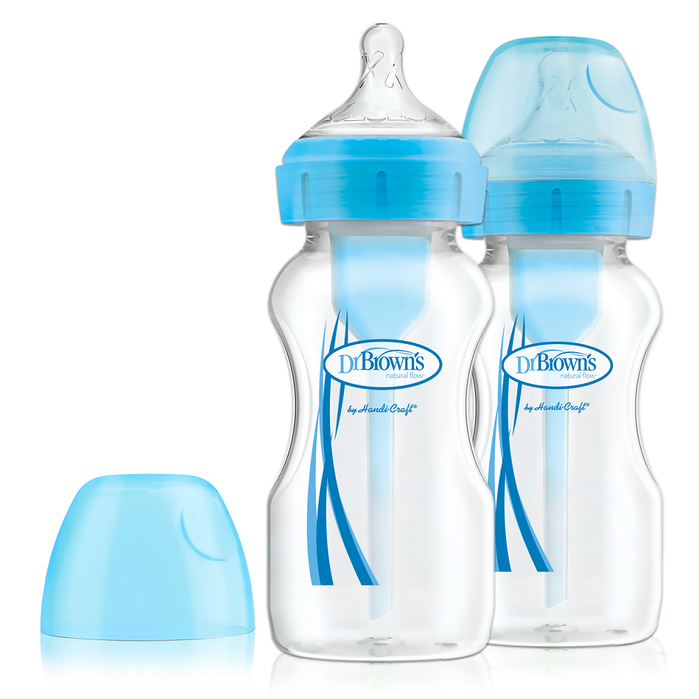 Dr Browns Options+ Anti-Colic Brede Halsfles Blauw Duo