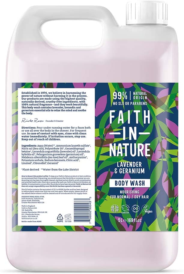 Faith In Nature Bodywash Lavendel & Geranium Navulverpakking