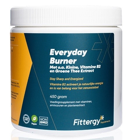 Fittergy Supplements - Everyday Burner - 450 gram - Met o.a. Kinine, Vitamine B2 en Groene Thee Extract - Sportvoeding & Eiwitten - vegan - voedingssupplement