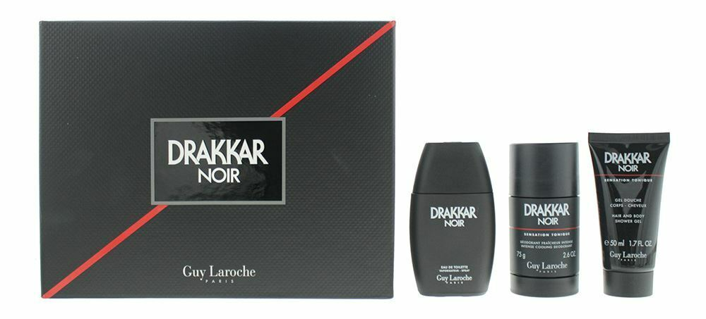 Guy Laroche Drakkar Noir 3 Piece Gift Set: Eau De Toilette 50ml - Deodorant Stick 75ml - Shower Gel 50ml