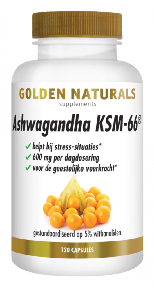 Golden Naturals Ashwagandha KSM-66 (120 vegetarische capsules)