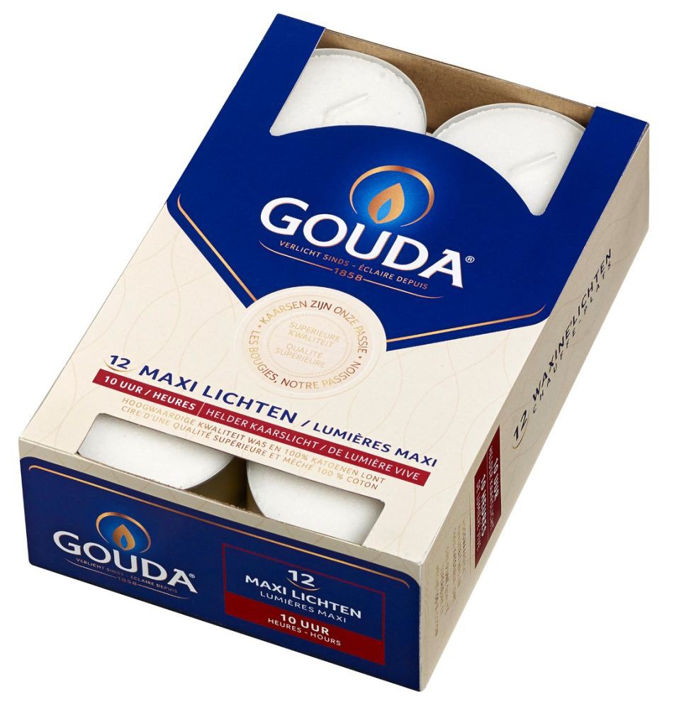 Gouda Maxi Lichten 10 Uur Wit 12st afbeelding