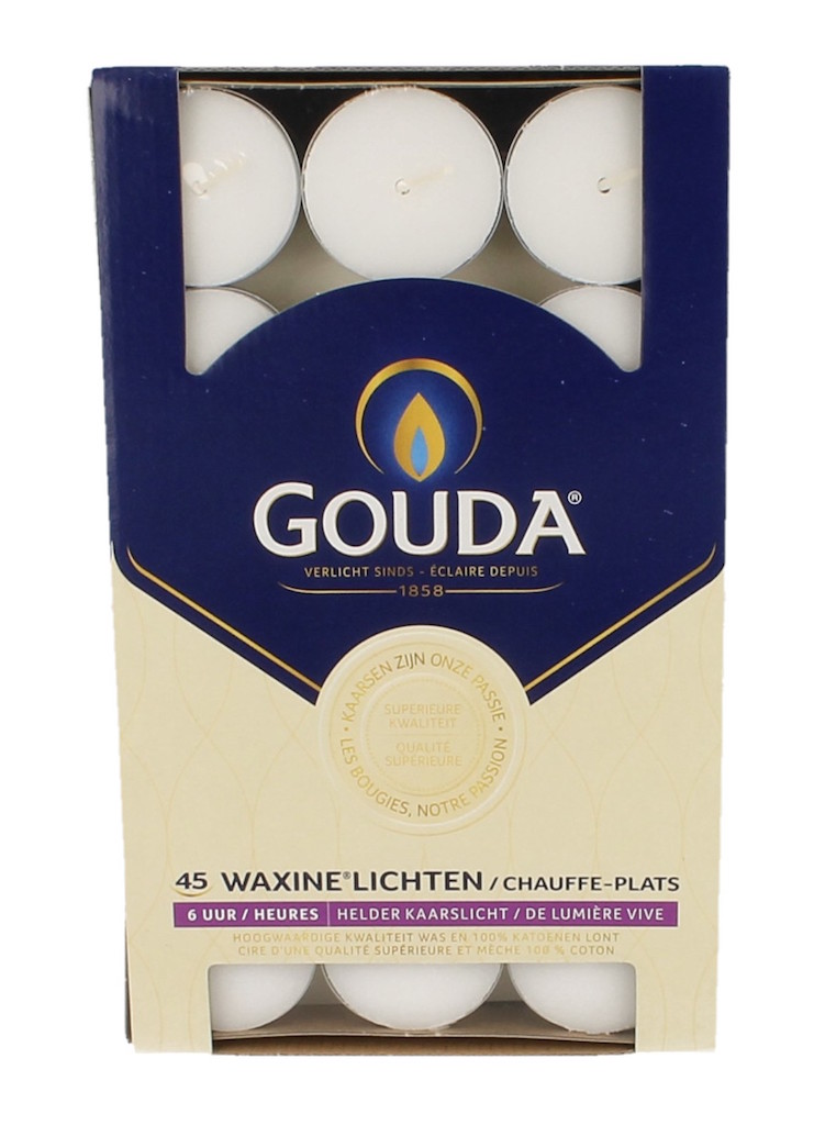 Gouda Waxinelichten 6 Uur Wit 45st afbeelding