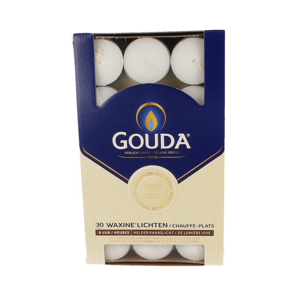 Gouda Waxinelichten 8 Uur Wit 30st afbeelding