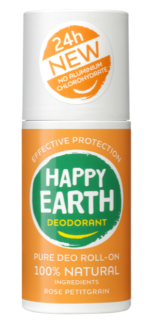 Happy Earth Pure Deodorant Roller Rose Petitgrain