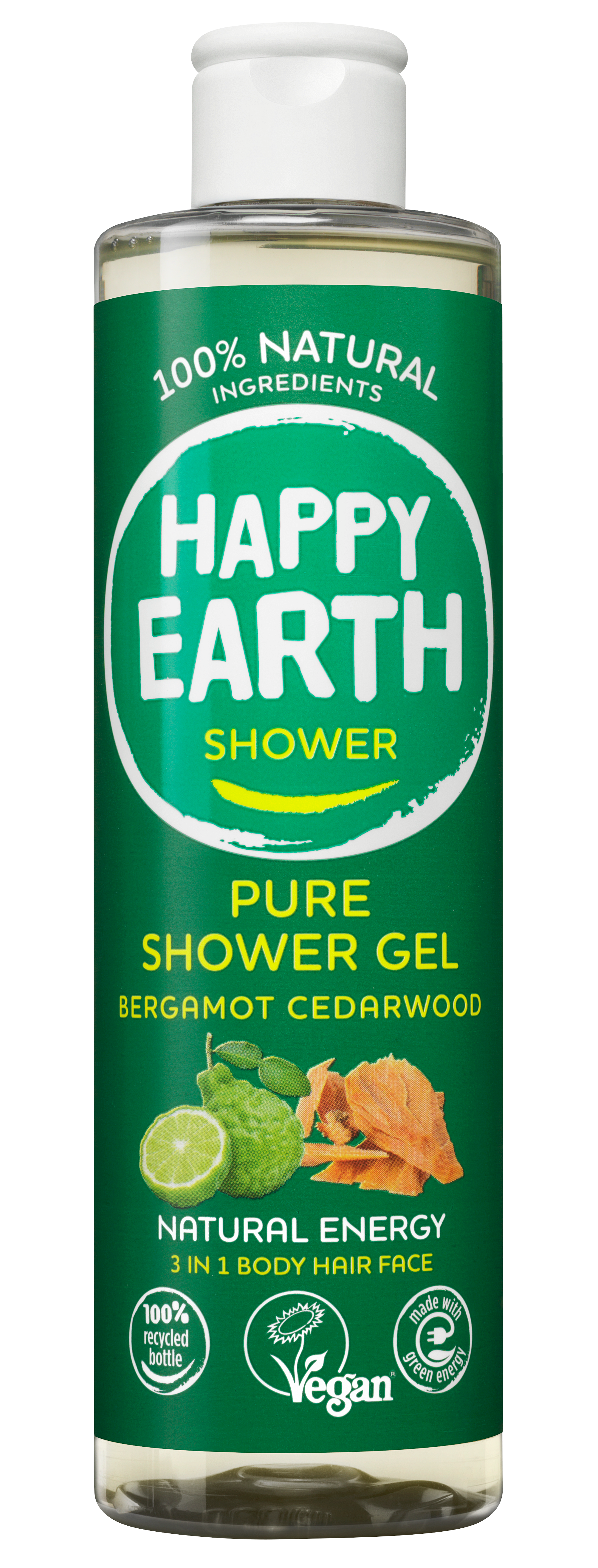 Happy Earth Pure Shower Gel Bergamot Cedarwood