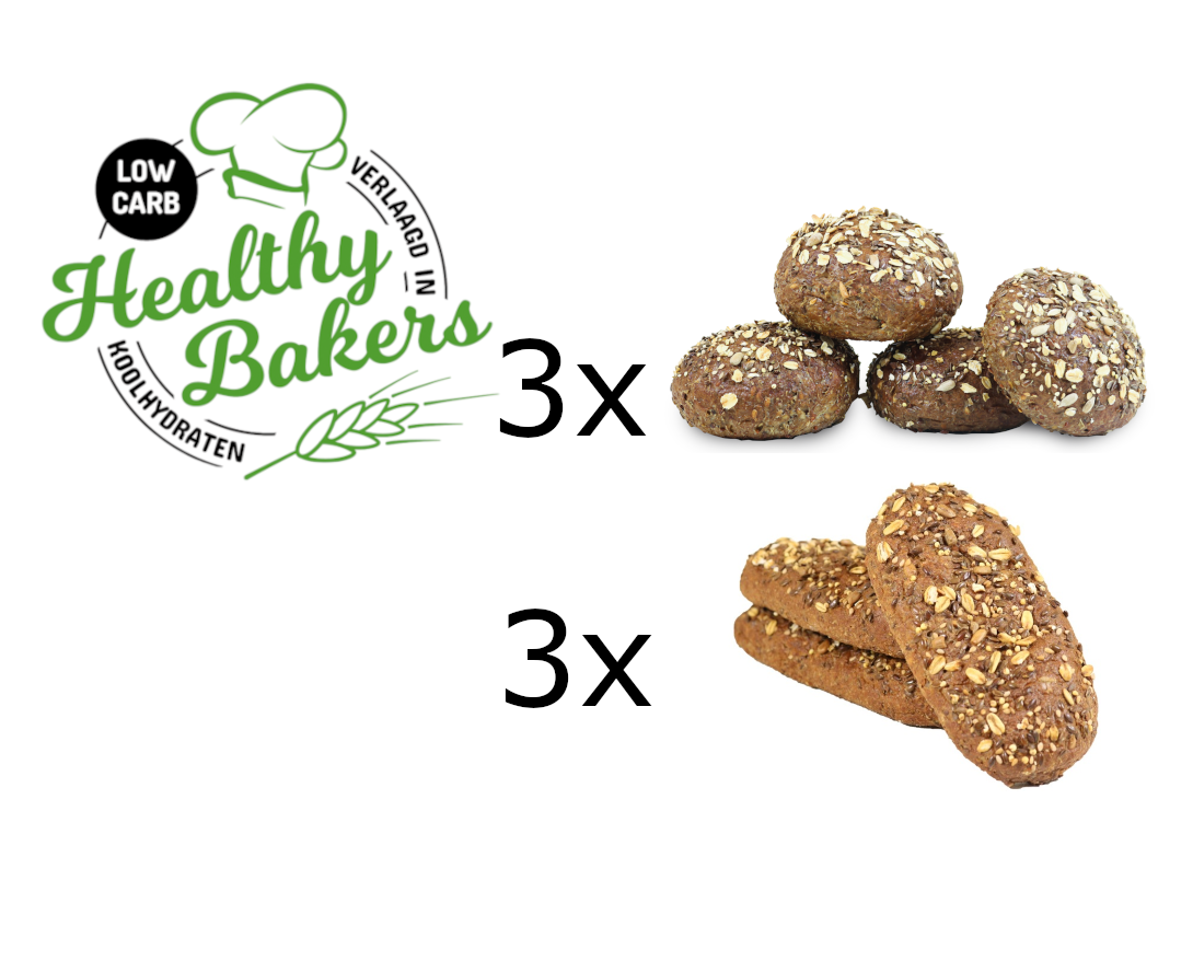 Healthy Bakers Low Carb Pakket 1 - 12 bolletjes en 9 pistolets -