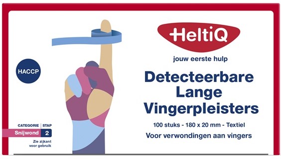 Image of Heltiq Detecteerbare Lange Vingerpleisters Textiel 180x20mm 