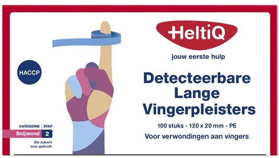 Image of Heltiq Detecteerbare Lange Vingerpleisters Pe 120x20mm 