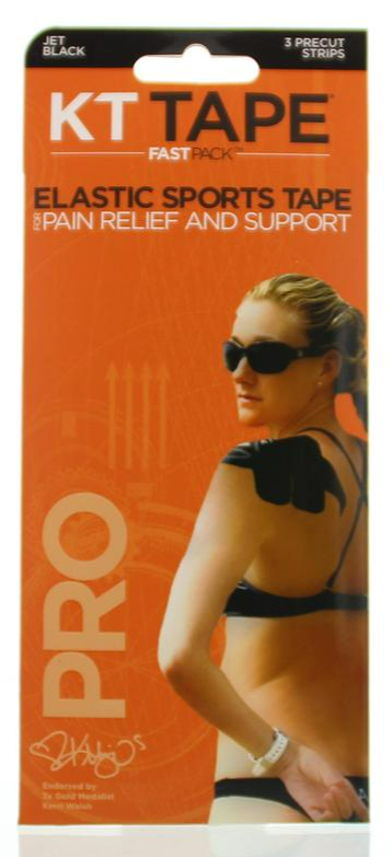 KT Tape Pro Fastpack Elastic Sports Tape Strips Gitzwart