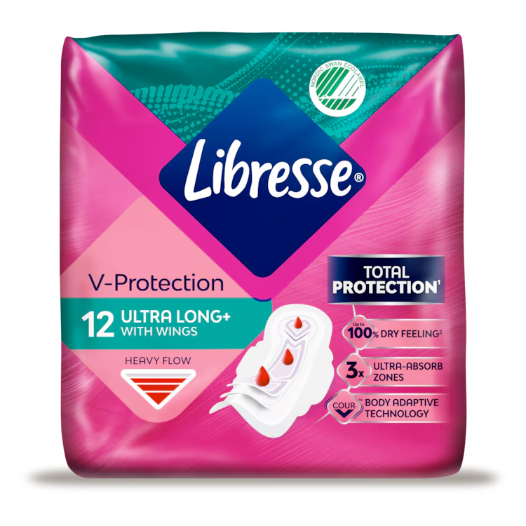 Libresse V-Protection Ultra Long+ Wings Maandverband afbeelding