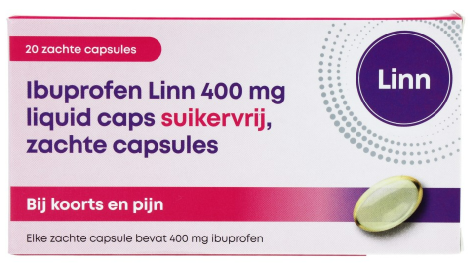 Linn Ibuprofen Liquid Capsules 400mg Suikervrij