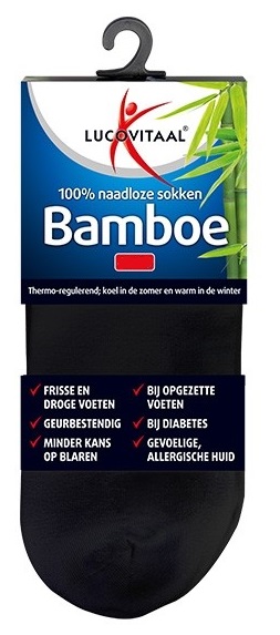 Lucovitaal Bamboe Enkelsokken Zwart 47-50