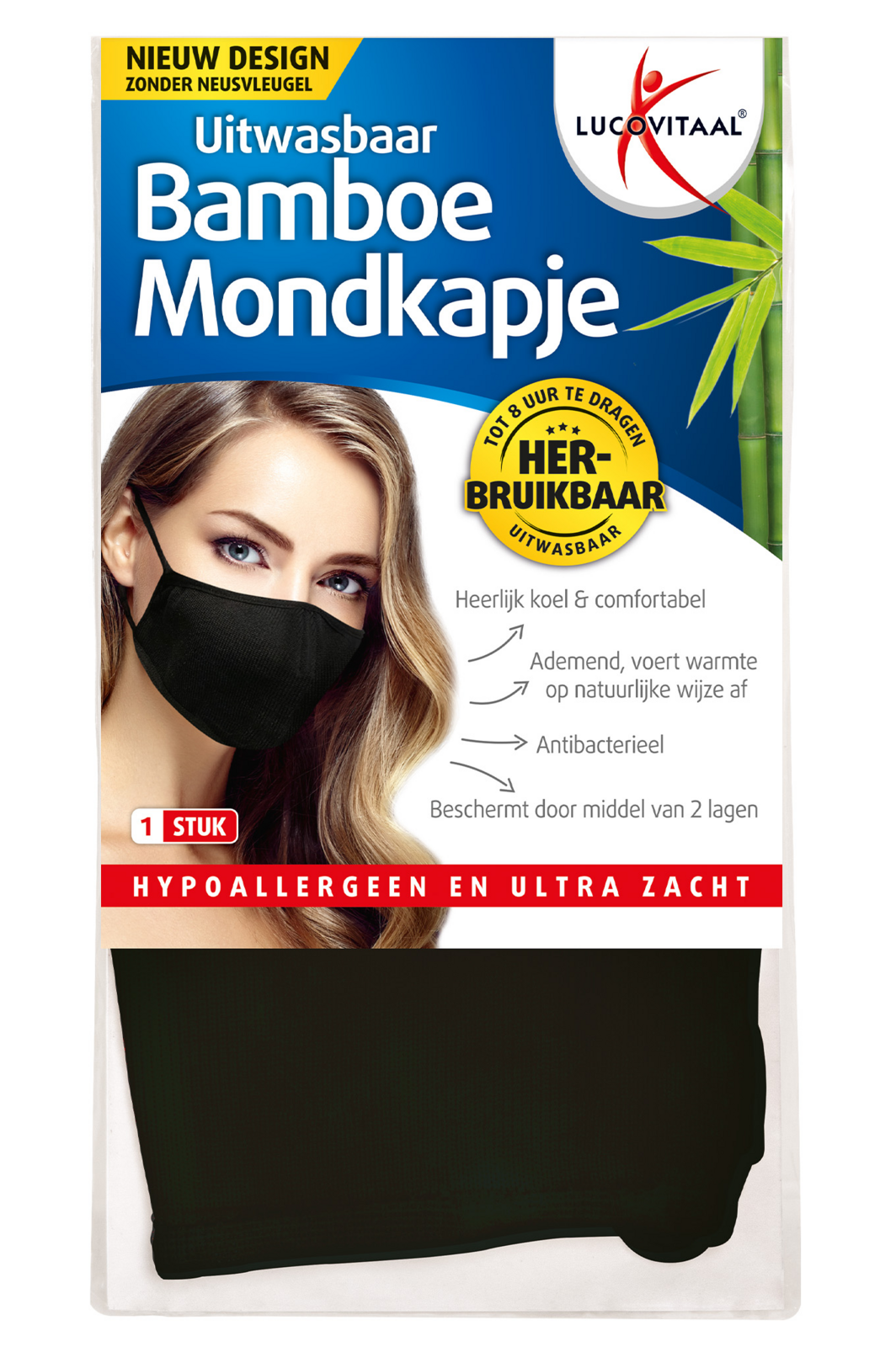 Lucovitaal Bamboe Mondkapje Zwart