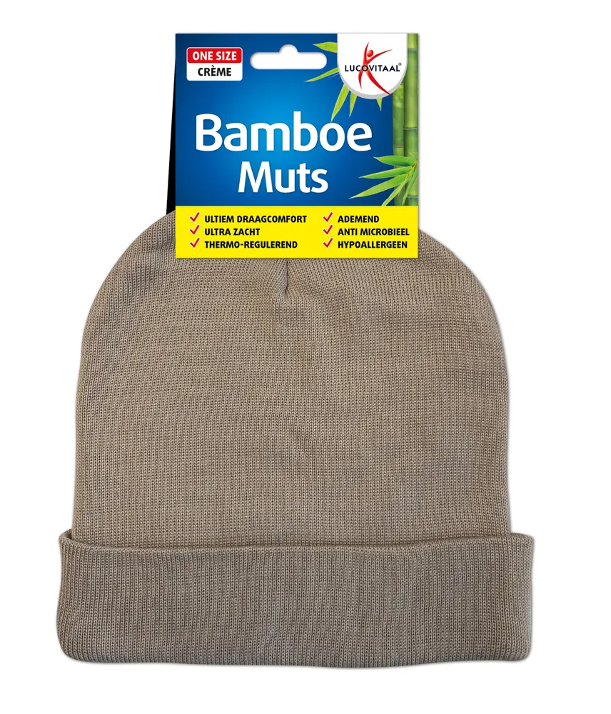 Lucovitaal Bamboe Muts Beige