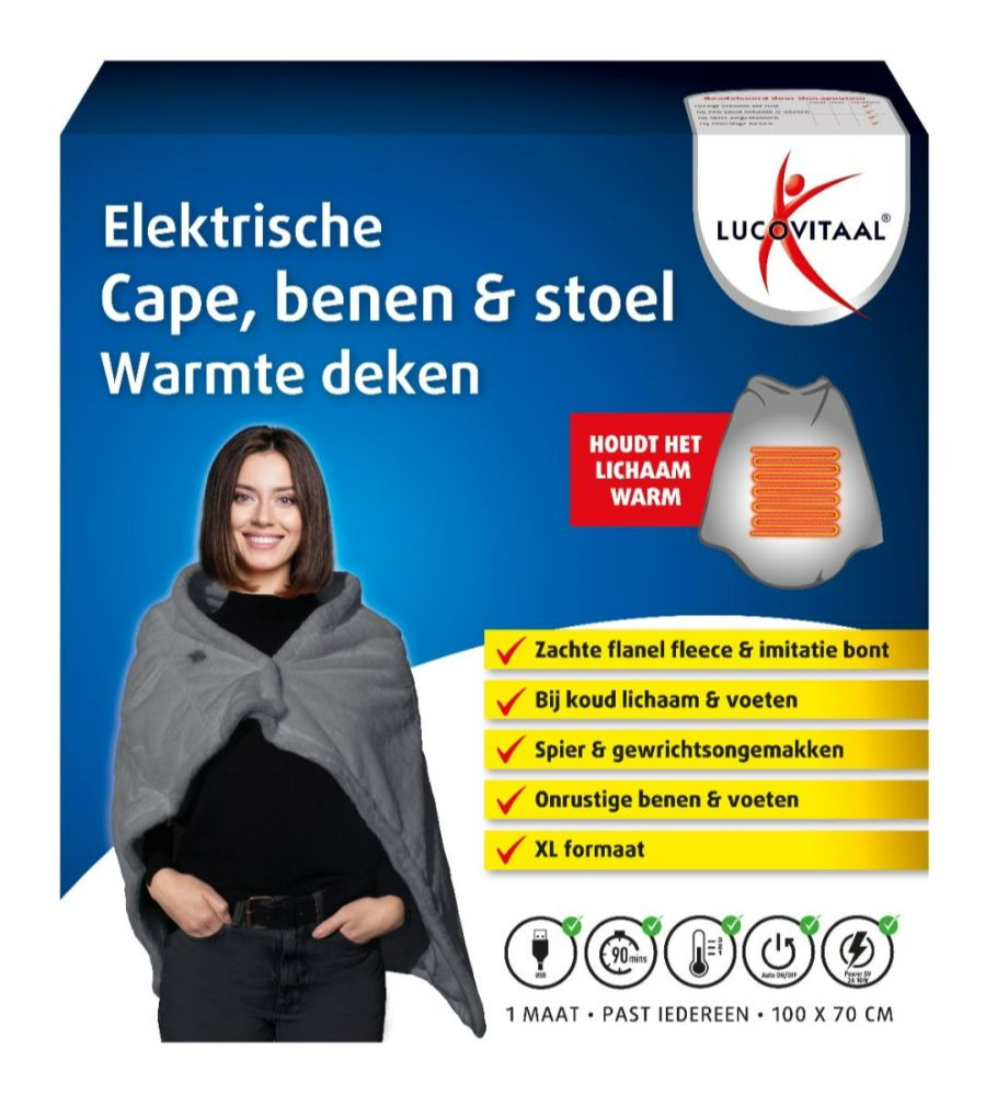 Lucovitaal - Electrische cape benen & stoel warmte deken - 1 Paar